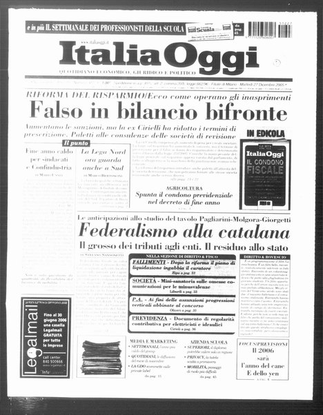 Italia oggi : quotidiano di economia finanza e politica